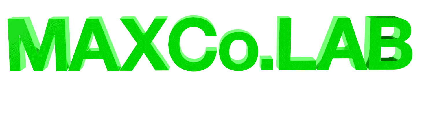 Rotating logotype that reads 'MAXCo.LAB'